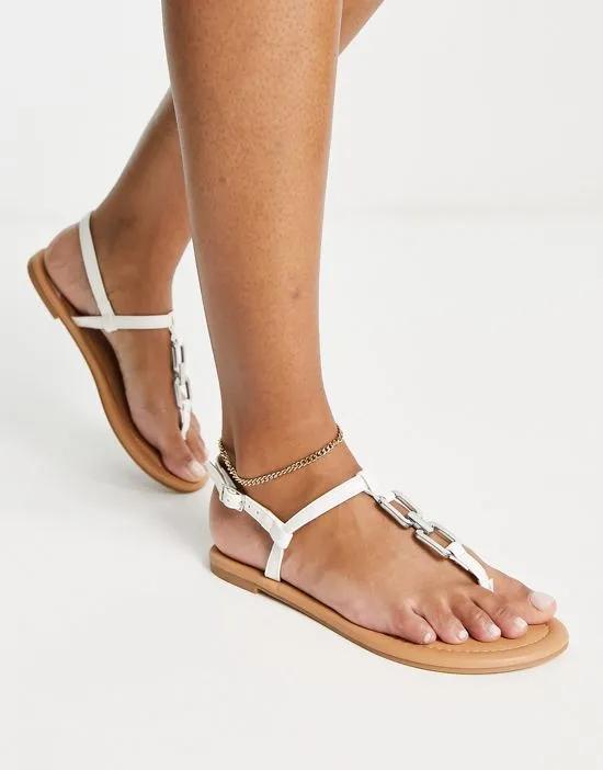 Fortune hardware flat sandals in white
