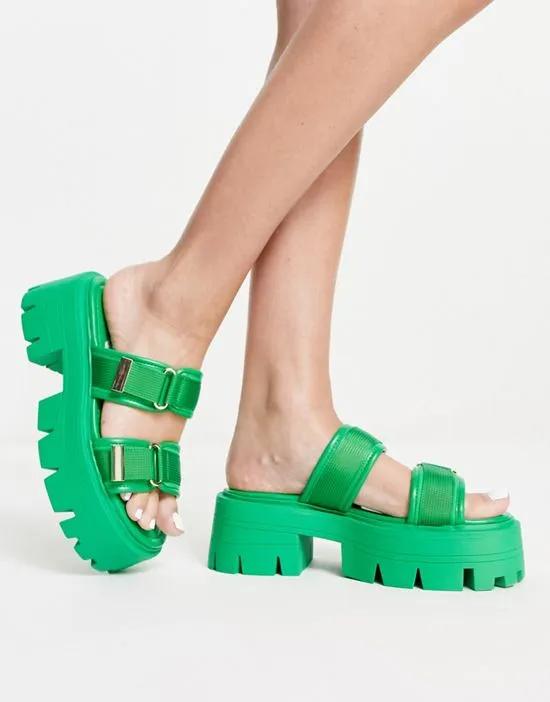 Foster double strap chunky sandal in green