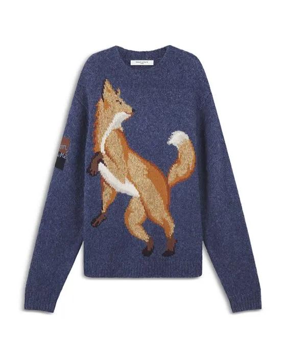 Fox Intarsia Crewneck Sweater