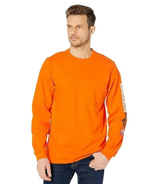 FR Cotton Core Long Sleeve Pocket T-Shirt with Sleeve Logo