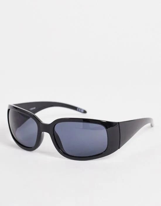 frame 90s mid oval sunglasses - BLACK