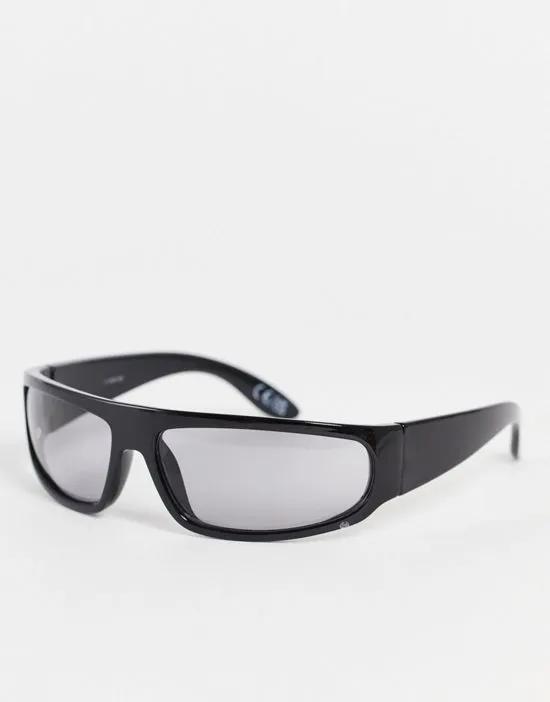 frame 90s wrap visor sunglasses in black