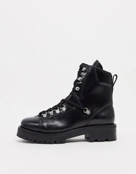 Franka leather hiking boots in black