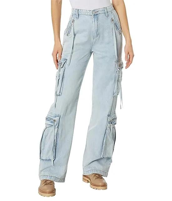 Franklin Rib Cage Pants with Oversized Cargo Pockets in Blue Lagoon