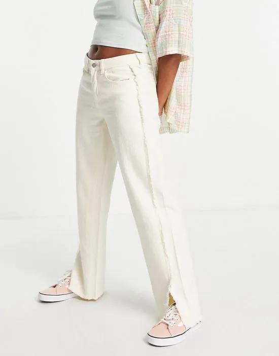 frayed edge pants in off white - part of a set
