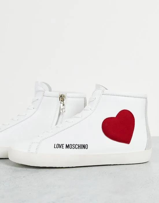 Free Love heart high top sneakers in white