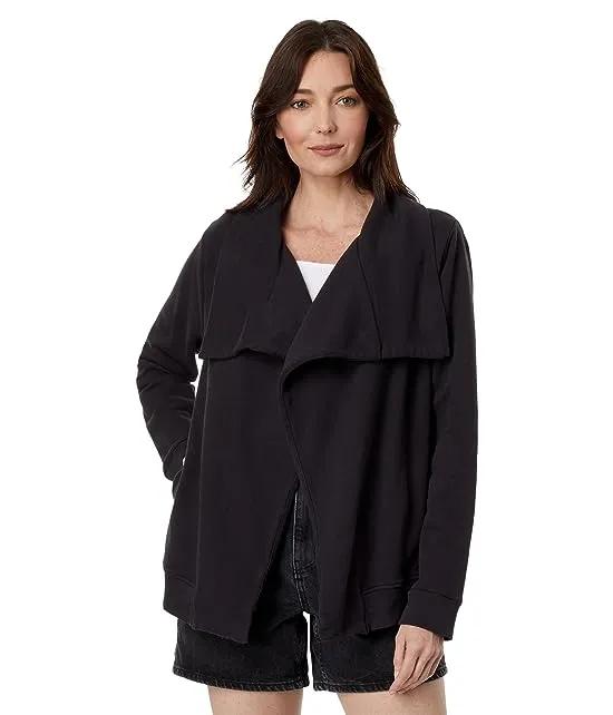 French Terry Long Sleeve Draped Front Jacket