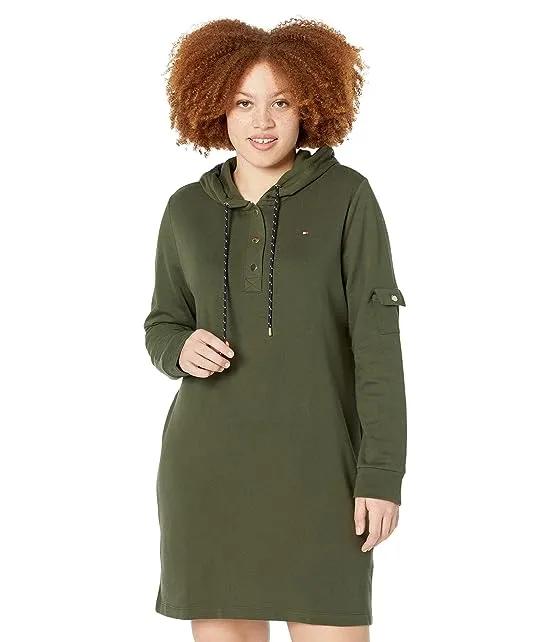 French Terry Snap Hoodie Dress