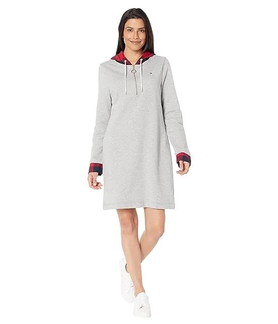 French Terry Zip-Up Hoodie Dress