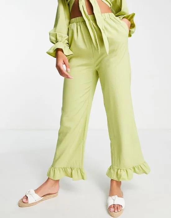 frill beach pants in green - part of a set