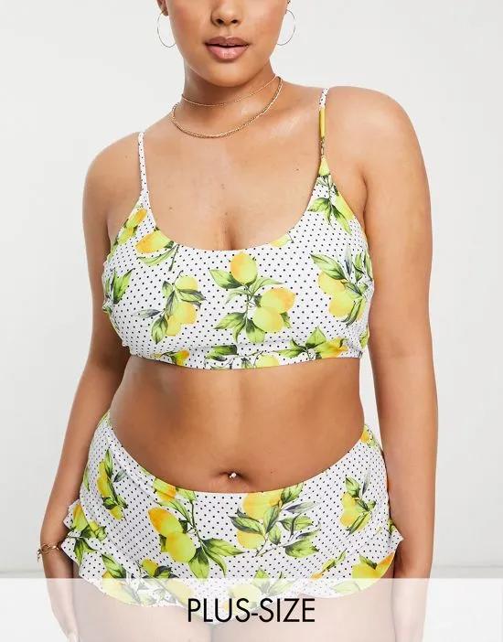 frill bikini bottom in lemon print