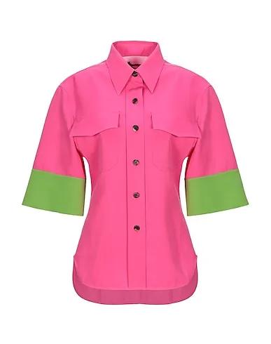 Fuchsia Cotton twill Solid color shirts & blouses