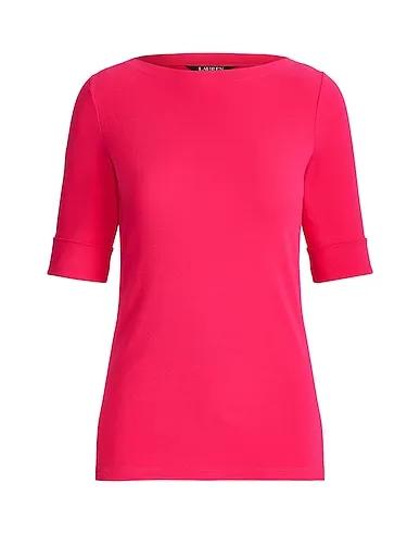 Fuchsia Jersey Basic T-shirt COTTON BOATNECK TOP
