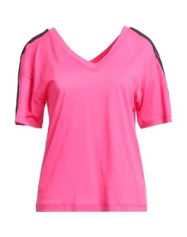 Fuchsia Jersey Basic T-shirt DOUBLE V NECK LOGO T-SHIRT

