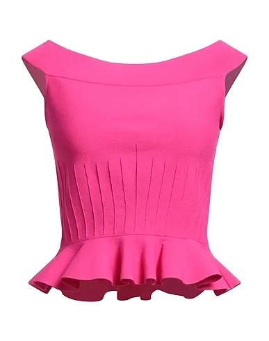 Fuchsia Knitted Off-the-shoulder top