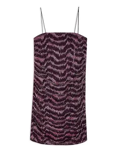 Fuchsia Knitted Short dress GLITTER METALLIC THREAD DRESS
