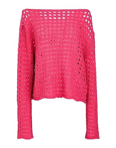 Fuchsia Knitted Sweater COTTON KNIT CROPPED SWEATER