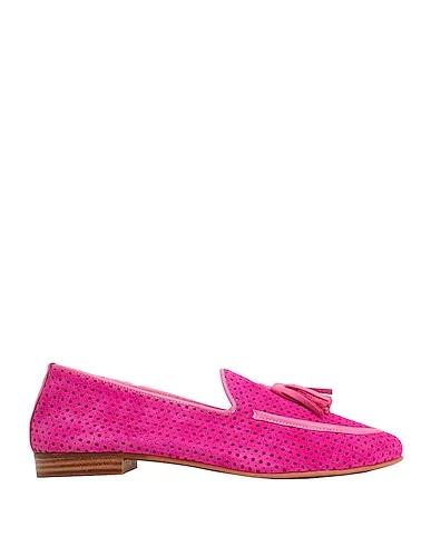 Fuchsia Leather Loafers OPENWORK SPLIT LEATHER LOAFERS
