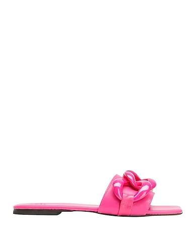 Fuchsia Leather Sandals CHAIN DETAIL FLAT LEATHER SANDALS
