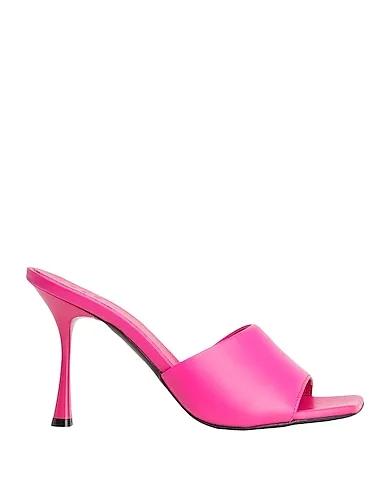 Fuchsia Leather Sandals LEATHER SQUARE-POINTY MULES
