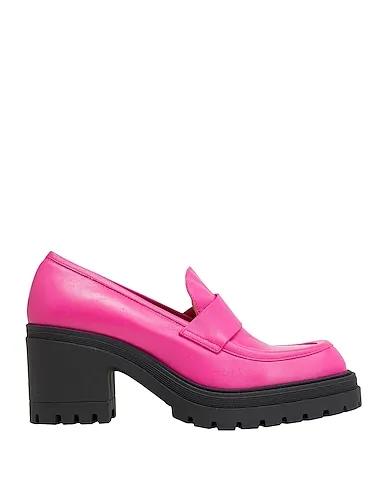 Fuchsia Loafers LEATHER CHUNKY HEELED LOAFER
