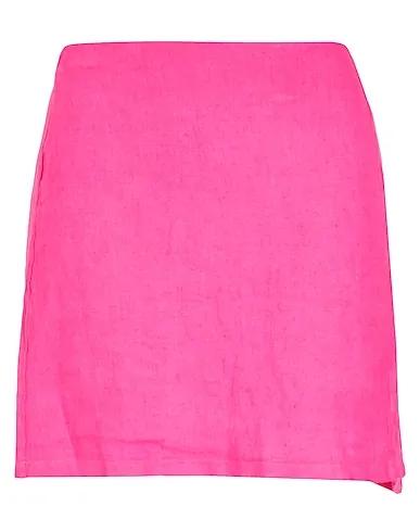 Fuchsia Plain weave Mini skirt LINEN FRONT SLIT MINI SKIRT
