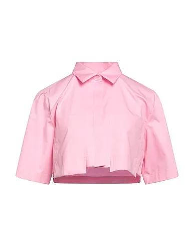 Fuchsia Plain weave Solid color shirts & blouses