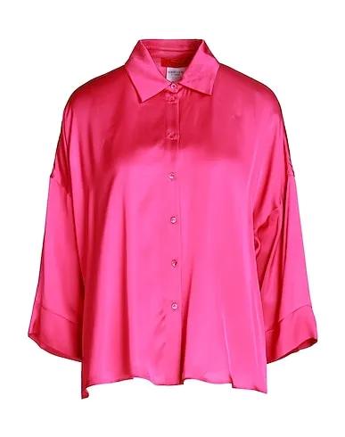Fuchsia Satin Solid color shirts & blouses