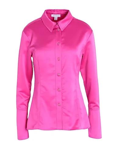 Fuchsia Satin Solid color shirts & blouses