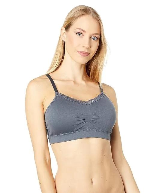 Full Size Seamless V-Neck with Lace Trim