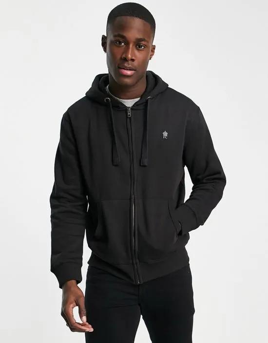 full zip hoodie in black