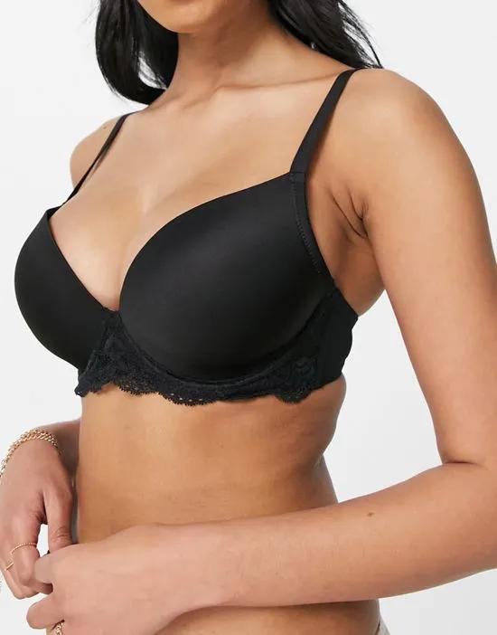 Fuller Bust padded plunge t-shirt bra with underwire in black