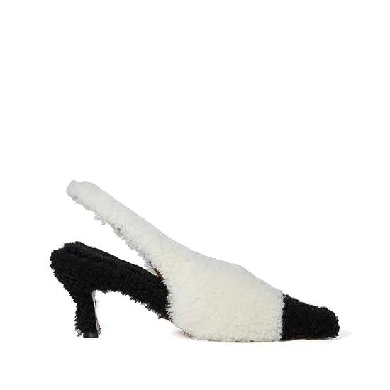 Fuzzy Shearling Slingback Heels