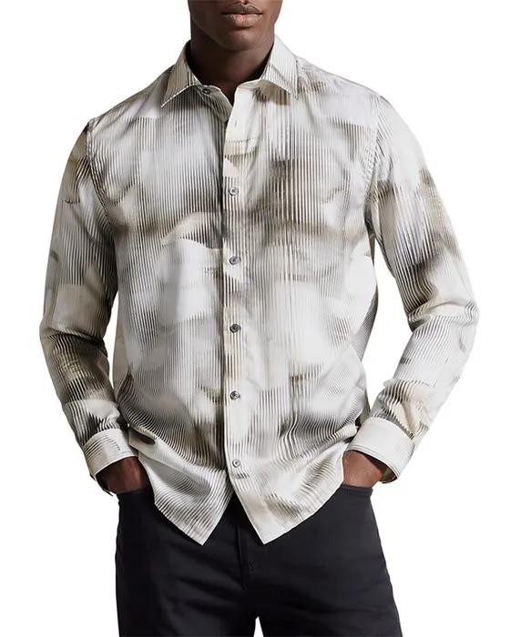 Galmoy Regular Fit Long Sleeve Large Flower Shirt