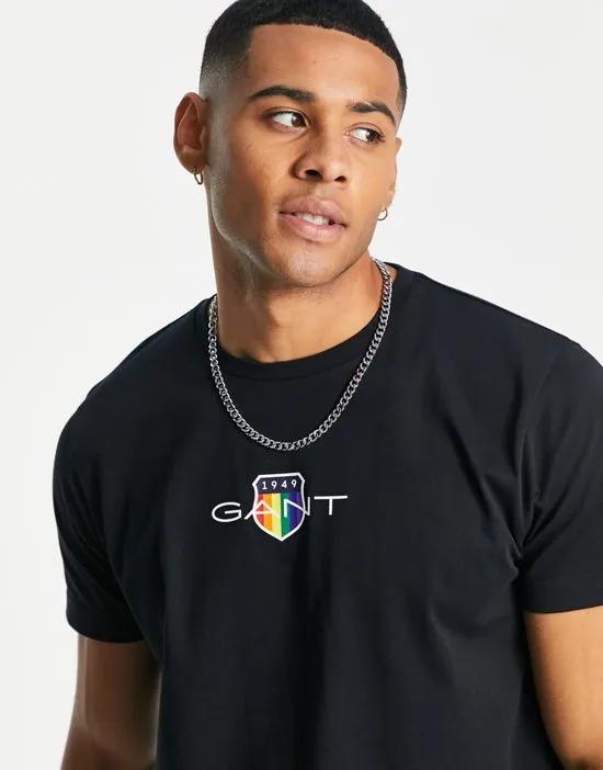GANT Pride capsule shield logo t-shirt in black