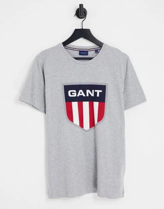 GANT retro shield logo t-shirt in gray heather