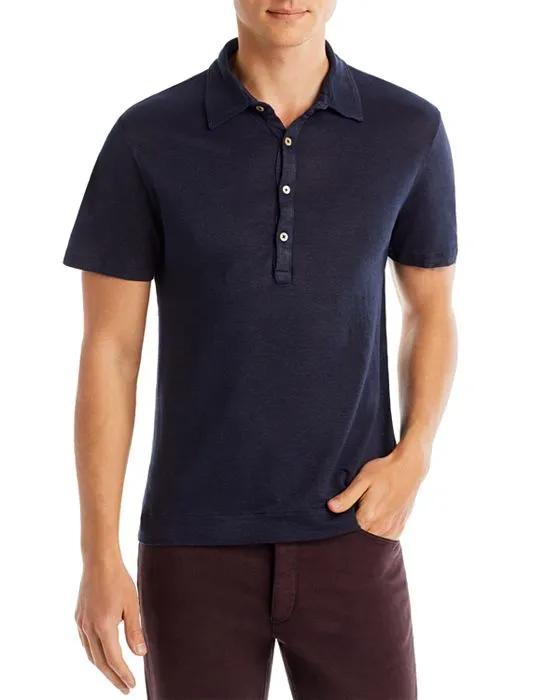 Garment Dyed Linen Slim Fit Polo Shirt