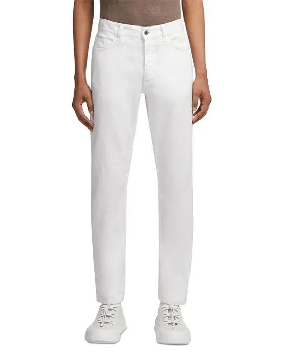 Garment Dyed Stretch Slim Fit Jeans in White