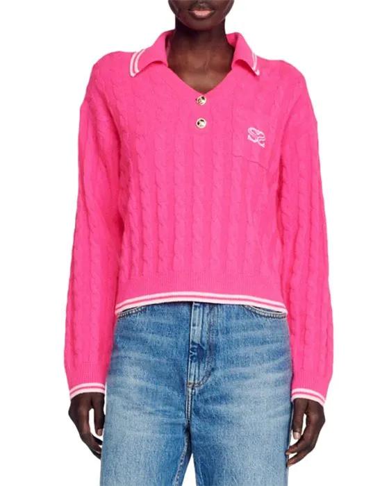Gaultier Cable Knit Polo Sweater