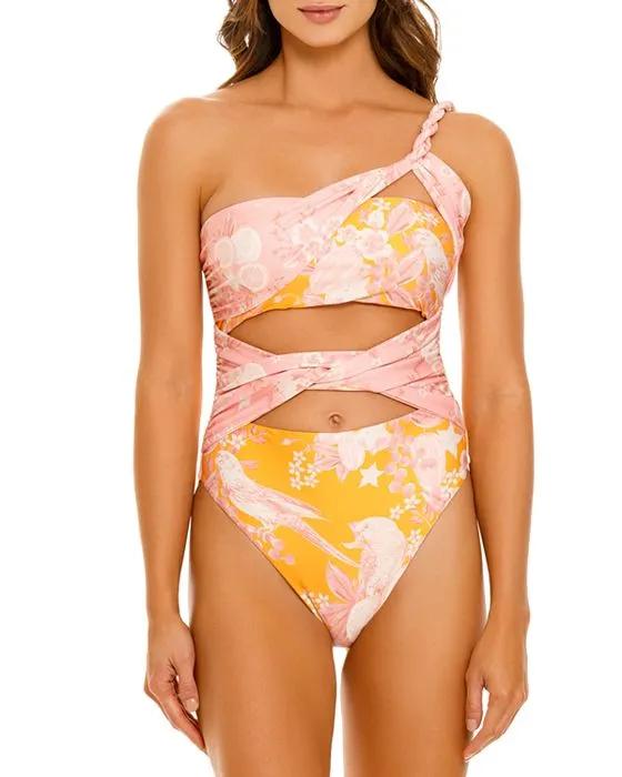Gemma Floral Cut Out Braided One Piece Swimsuit