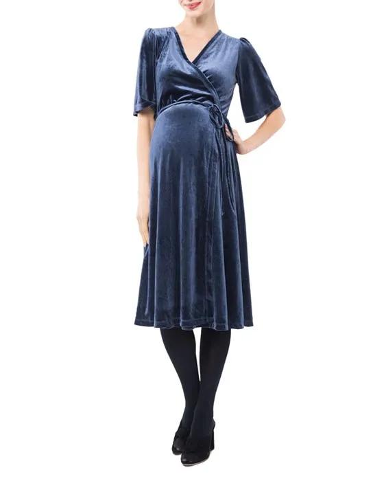 Genevieve Velvet Maternity & Nursing Wrap Dress