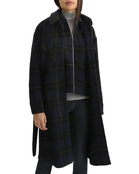 Gentry Belted Plaid Coat