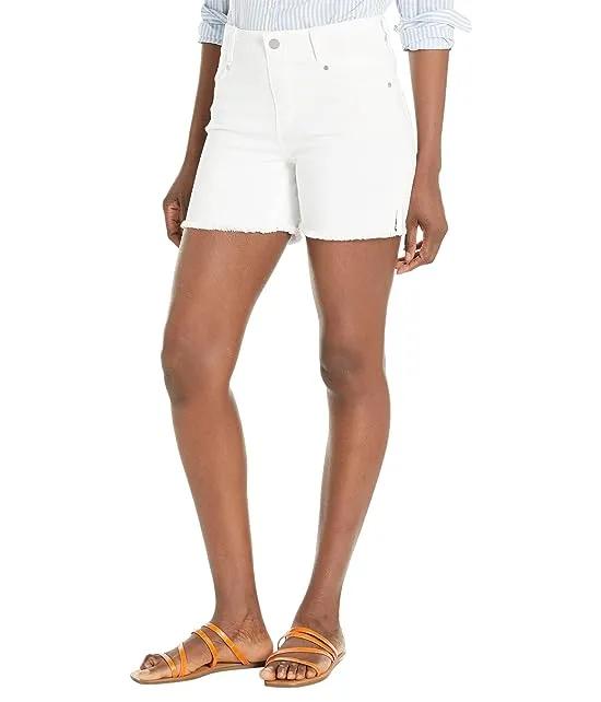 Gia Glider Pull-On Shorts with Fray Hem in Bright White