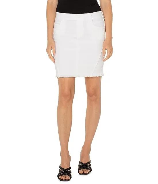 Gia Glider Pull-On Skirt with Fray Hem and Side Gusset