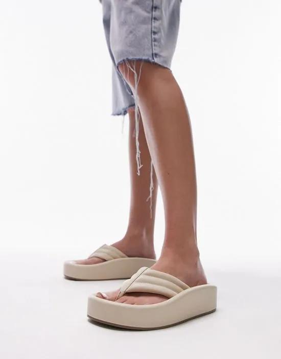 Gigi toepost sunken footbed sandals in off white