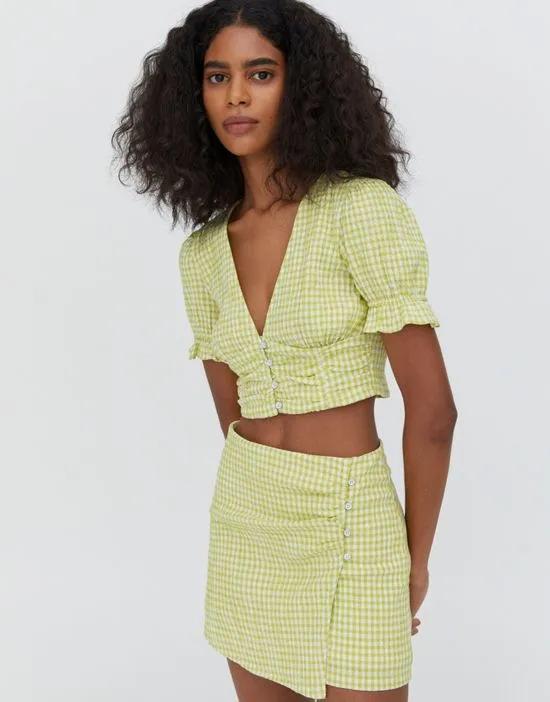 gingham coordinating skirt in green