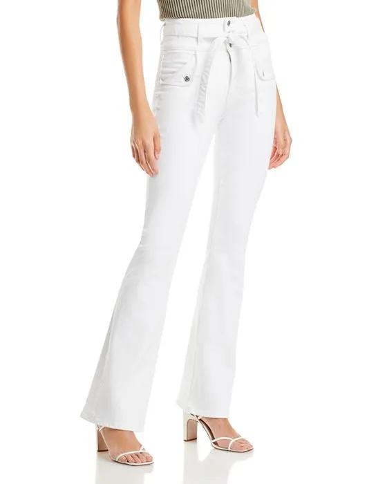 Giselle Belted High Rise Skinny Flare Jeans in White