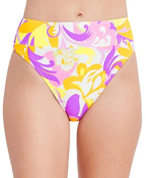 Give It A Swirl Printed High-Waist Bikini Bottoms