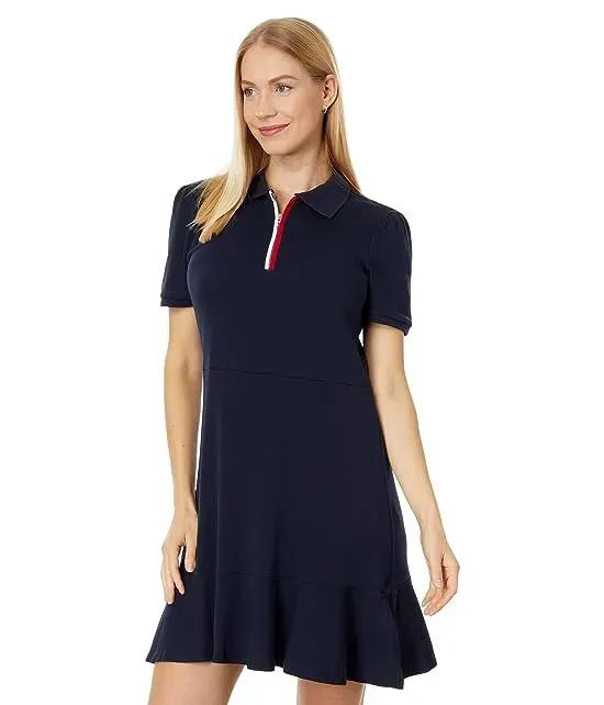 Global Short Sleeve Zip Polo Dress