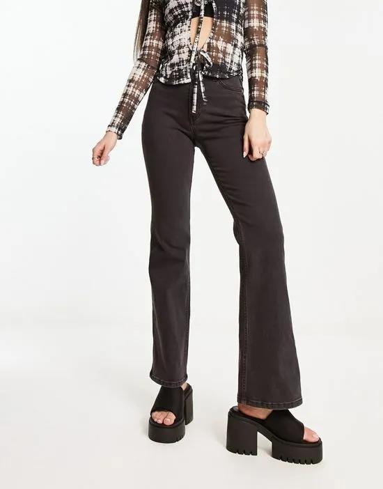Glow high waist flared stretch jeans in black lux